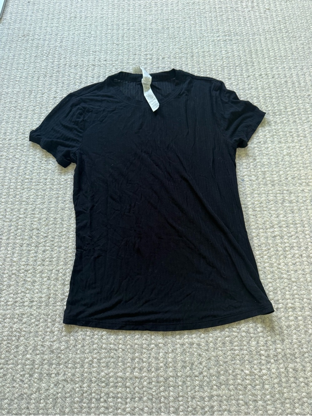 ALO Yoga Black Ribbed Short Sleeve Top
